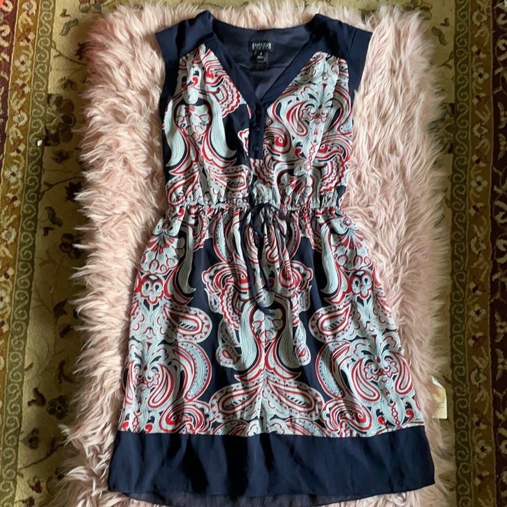 Enfocus Studio Paisley String Tie Button Dress Size 8